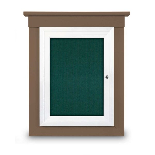 72"x48" 3-Door Enclosed Letterboard, Header, Black Felt/Walnut